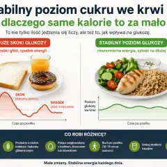 Co jeść na obniżenie cukru? Zamiast słodkiego ciastka i soku, wybierz grillowanego kurczaka z warzywami i brązowym ryżem dla stabilnego poziomu glukozy.