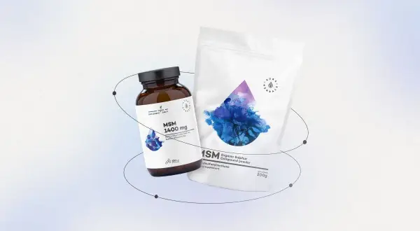 Suplementy diety z MSM, czyli siarką organiczną, w kapsułkach i proszku. Wspierają zdrowie.