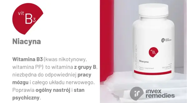 Witaj w świecie witaminy B3! Suplement Niacyna wspiera pracę mózgu i układu nerwowego, poprawiając nastrój.