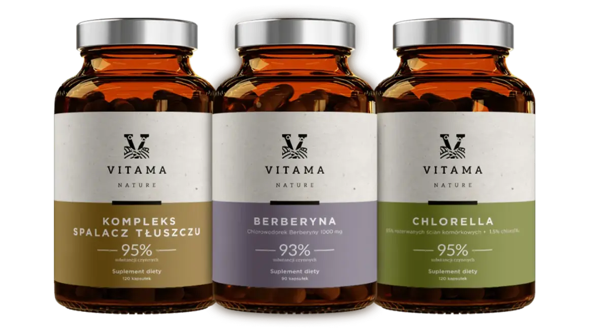 Trzy suplementy diety Vitama: Kompleks Spalacz Tłuszczu, Berberyna i Chlorella – wsparcie w procesie odchudzania.