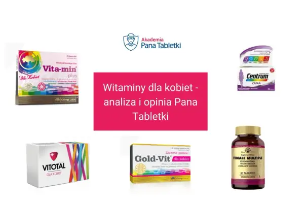Wiele kobiet po 50. zastanawia się, jakich witamin brakuje. Na zdjęciu suplementy dla kobiet: Vita-min plus, Centrum ONA, Vitotal, Gold-Vit i Female Multiple.