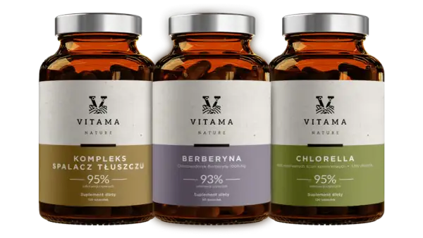 Trzy suplementy diety Vitama: Kompleks Spalacz Tłuszczu, Berberyna i Chlorella – wsparcie w procesie odchudzania.